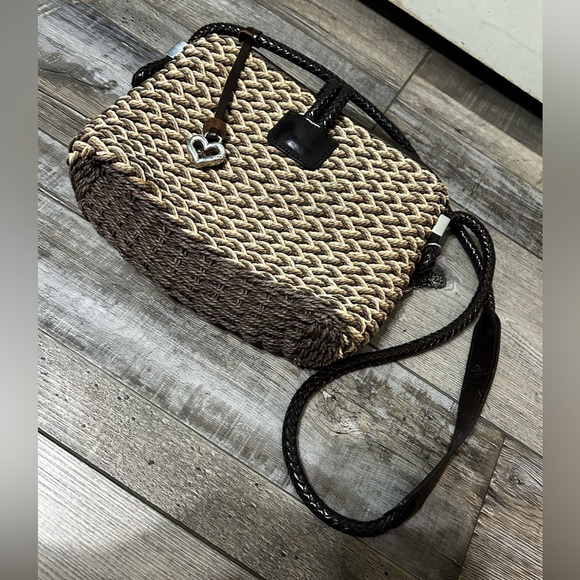 Brighton Vintage Brown Woven straw Braided leather strap Shoulder Bag ♥️ - Picture 6 of 9